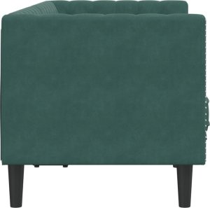 vidaXL Sofa Chesterfield z wałkami, dwuosobowa, ciemnozielona, aksamit 5
