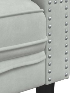 vidaXL Sofa Chesterfield z wałkami, dwuosobowa, jasnoszara, aksamit 7