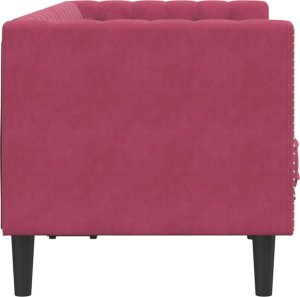 vidaXL Sofa Chesterfield z wałkami, dwuosobowa, bordowa, aksamit 5