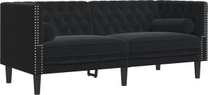vidaXL Sofa Chesterfield z wałkami, dwuosobowa, czarna, aksamit 2