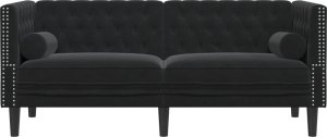 vidaXL Sofa Chesterfield z wałkami, dwuosobowa, czarna, aksamit 4