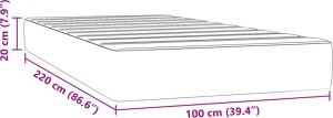 vidaXL Materac kieszeniowy, jasnoszary, 100x220x20 cm, aksamit 7