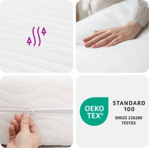 vidaXL Materac piankowy, biały, 90x210 cm, twardość H2/H3 8