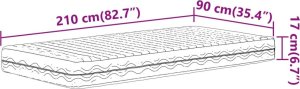 vidaXL Materac piankowy, biały, 90x210 cm, twardość H2/H3 9
