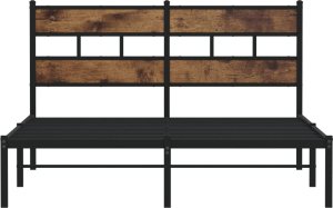 vidaXL Metalowa rama łóżka, bez materaca, przydymiony dąb, 135x190 cm 4