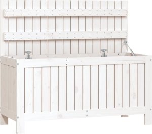 Skrzynia ogrodowa vidaXL Skrzynia ogrodowa, biała, 108x42,5x54 cm, lite drewno sosnowe 2