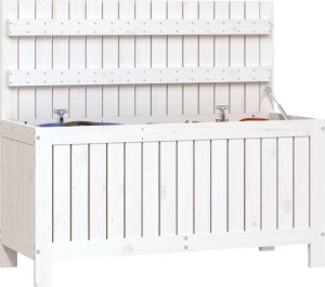 Skrzynia ogrodowa vidaXL Skrzynia ogrodowa, biała, 108x42,5x54 cm, lite drewno sosnowe 4