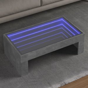 vidaXL Stolik kawowy z LED Infinity, szarość betonu, 90x50x30 cm 1