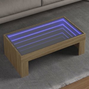 vidaXL Stolik kawowy z LED Infinity, dąb sonoma, 90x50x30 cm 1