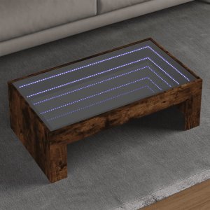 vidaXL Stolik kawowy z LED Infinity, przydymiony dąb, 90x50x30 cm 1