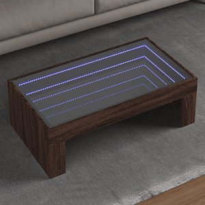 vidaXL Stolik kawowy z LED Infinity, brązowy dąb, 90x50x30 cm 1