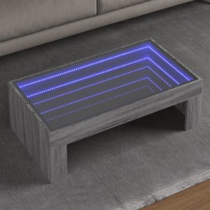 vidaXL Stolik kawowy z LED Infinity, szary dąb sonoma, 90x50x30 cm 1