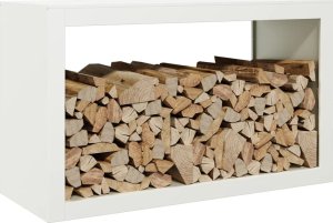 vidaXL Stojak na drewno opałowe, biały, 100x40x60 cm, stalowy 3