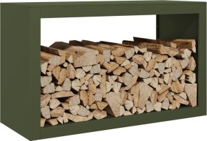 vidaXL Stojak na drewno opałowe, zielony, 100x40x60 cm, stalowy 3