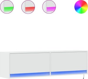 vidaXL Ścienna szafka TV z LED, biała, 140x31x38 cm 2
