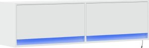 vidaXL Ścienna szafka TV z LED, biała, 140x31x38 cm 3