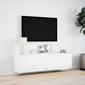 vidaXL Ścienna szafka TV z LED, biała, 140x31x38 cm 4