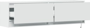 vidaXL Ścienna szafka TV z LED, biała, 140x31x38 cm 9