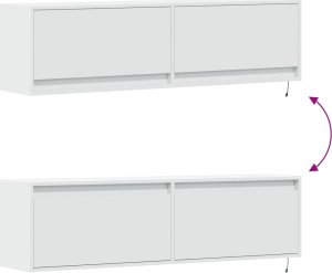 vidaXL Ścienna szafka TV z LED, biała, 140x31x38 cm 10