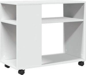 vidaXL Stolik boczny na kółkach, biały, 70x35x60 cm 2