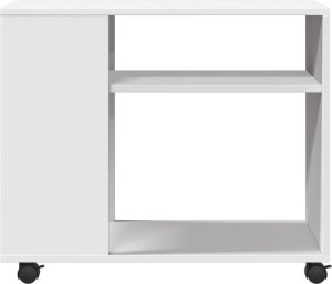 vidaXL Stolik boczny na kółkach, biały, 70x35x60 cm 5