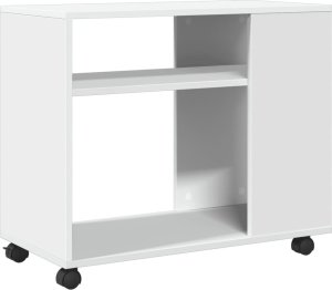 vidaXL Stolik boczny na kółkach, biały, 70x35x60 cm 7