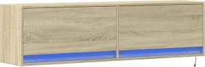 vidaXL Ścienna szafka TV z LED, dąb sonoma, 140x31x38 cm 3