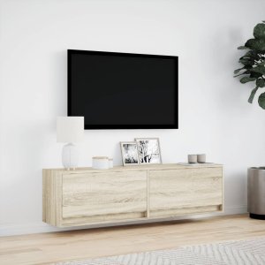 vidaXL Ścienna szafka TV z LED, dąb sonoma, 140x31x38 cm 4