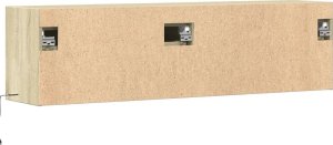 vidaXL Ścienna szafka TV z LED, dąb sonoma, 140x31x38 cm 8