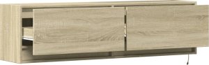 vidaXL Ścienna szafka TV z LED, dąb sonoma, 140x31x38 cm 9