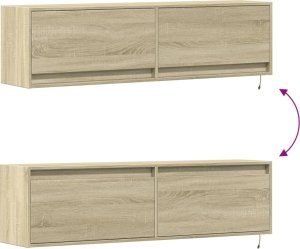 vidaXL Ścienna szafka TV z LED, dąb sonoma, 140x31x38 cm 10