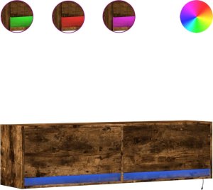 vidaXL Ścienna szafka TV z LED, przydymiony dąb, 140x31x38 cm 2