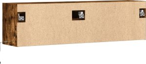 vidaXL Ścienna szafka TV z LED, przydymiony dąb, 140x31x38 cm 8