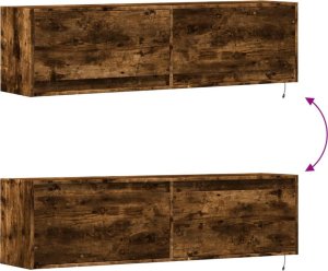 vidaXL Ścienna szafka TV z LED, przydymiony dąb, 140x31x38 cm 10