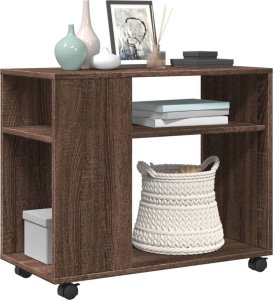 vidaXL Stolik boczny na kółkach, brązowy dąb, 70x35x60 cm 4