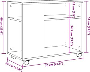 vidaXL Stolik boczny na kółkach, stare drewno, 70x35x60 cm 10