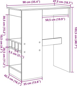 vidaXL Stolik barowy z przegródkami, biały, 90x47,5x103,5 cm 8