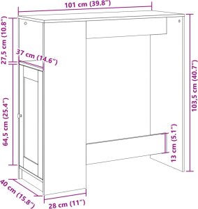 vidaXL Stolik barowy z przegrodami, biały, 101x40x103,5 cm 10