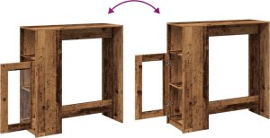 vidaXL Stolik barowy z przegrodami, stare drewno, 101x40x103,5 cm 8