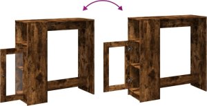 vidaXL Stolik barowy z przegrodami, przydymiony dąb, 101x40x103,5 cm 8