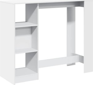 vidaXL Stolik barowy z regałem, biały, 124x46x103,5 cm 2