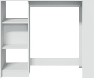 vidaXL Stolik barowy z regałem, biały, 124x46x103,5 cm 4