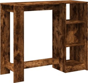 vidaXL Stolik barowy z półkami, przydymiony dąb, 124x46x103,5 cm 6