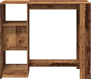 vidaXL Stolik barowy z regałem, stare drewno, 124x46x103,5 cm 4