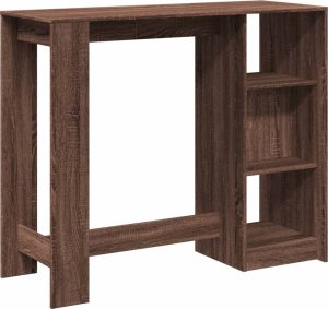 vidaXL Stolik barowy z regałem, brązowy dąb, 124x46x103,5 cm 6