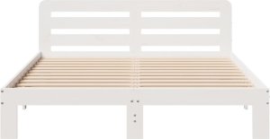 vidaXL Rama łóżka bez materaca, biała, 150x200 cm, lite drewno sosnowe 4