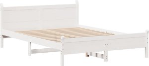 vidaXL Rama łóżka bez materaca, biała, 160x200 cm, lite drewno sosnowe 3