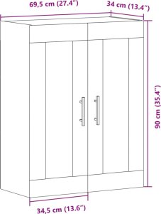 vidaXL Szafka wisząca, stare drewno, 69,5x34x90 cm 11