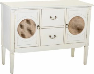 Bigbuy Home Odbiornik Alexandra House Living Biały Rattan Drewno świerkowe Drewno MDF 78 x 40 x 106 cm 1