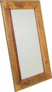 DKD Home Decor Lustro ścienne Alexandra House Living Brązowy Mosiądz Drewno mango Drewno MDF 1 x 88 x 49 cm 1